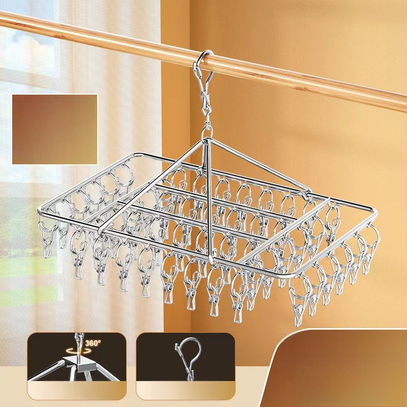 Nerūdijančio plieno kojinių džiovyklė, fiksuota, apvalios formos su klipų tipo laikikliais, modelis: Nerūdijančio plieno kojinių džiovyklė