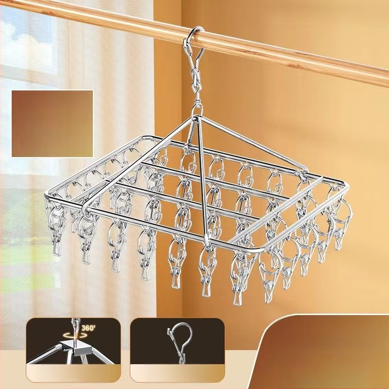 Nerūdijančio plieno kojinių džiovyklė, fiksuota, apvalios formos su klipų tipo laikikliais, modelis: Nerūdijančio plieno kojinių džiovyklė