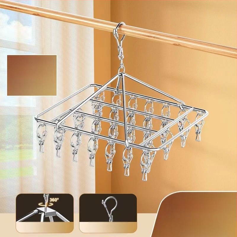 Nerūdijančio plieno kojinių džiovyklė, fiksuota, apvalios formos su klipų tipo laikikliais, modelis: Nerūdijančio plieno kojinių džiovyklė