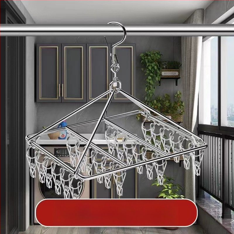 Nerūdijančio plieno kojinių džiovyklė, fiksuota, apvalios formos su klipų tipo laikikliais, modelis: Nerūdijančio plieno kojinių džiovyklė