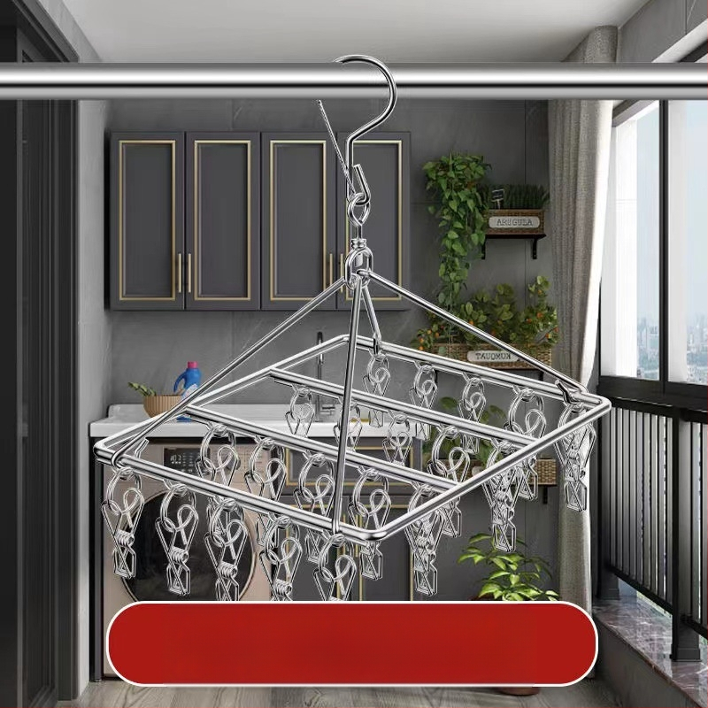 Nerūdijančio plieno kojinių džiovyklė, fiksuota, apvalios formos su klipų tipo laikikliais, modelis: Nerūdijančio plieno kojinių džiovyklė