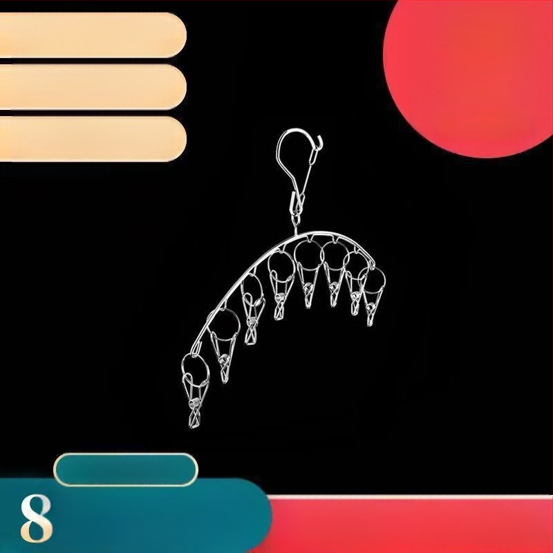 Nerūdijančio plieno kojinių džiovyklė, fiksuota, apvalios formos su klipų tipo laikikliais, modelis: Nerūdijančio plieno kojinių džiovyklė