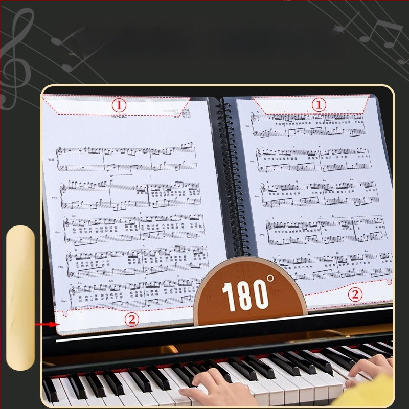 Пластмасова папка за нотни листове с клип, матова повърхност, персонализируема, 20 страници, дебелина 14C