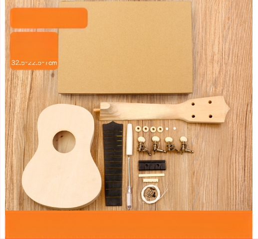 Medinis DIY ukulele komplektas vaikams — surenkamas muzikos instrumentas, prekė Xiao Caidi, skatina tėvų ir vaikų bendravimą