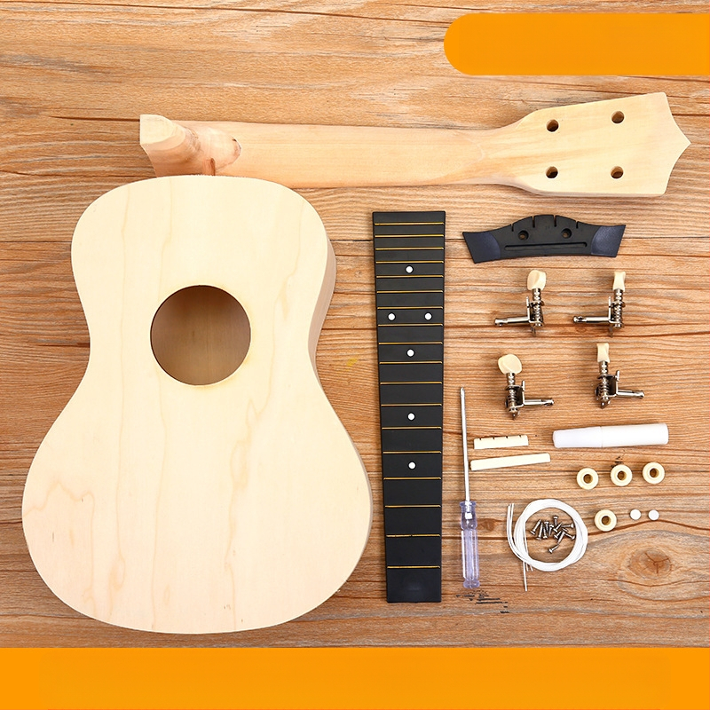Medinis DIY ukulele komplektas vaikams — surenkamas muzikos instrumentas, prekė Xiao Caidi, skatina tėvų ir vaikų bendravimą