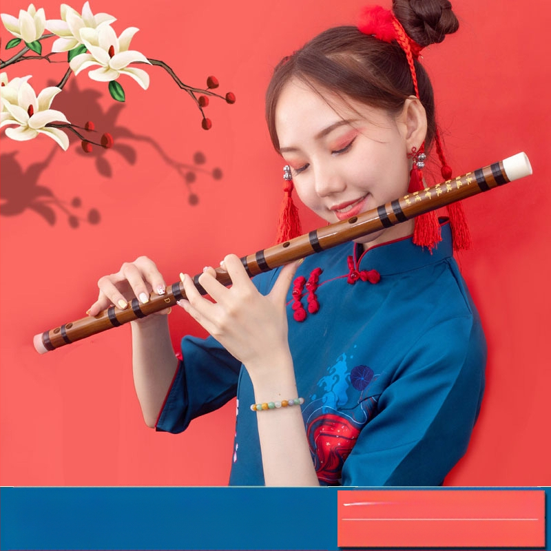 Flööt - antiikstiililine bambusflööt; ühe sektsiooni mudel; pakend flanellikast; päritolu Hunan Nanyue