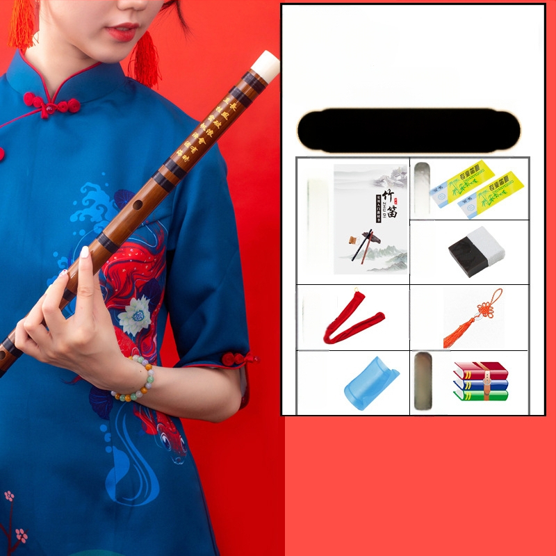 Flööt - antiikstiililine bambusflööt; ühe sektsiooni mudel; pakend flanellikast; päritolu Hunan Nanyue