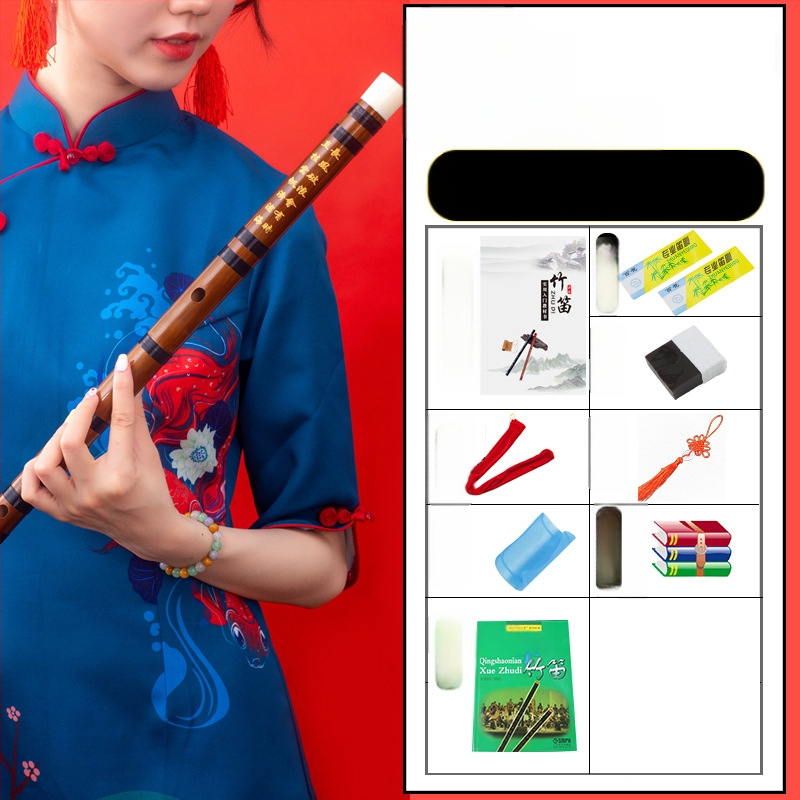 Flööt - antiikstiililine bambusflööt; ühe sektsiooni mudel; pakend flanellikast; päritolu Hunan Nanyue