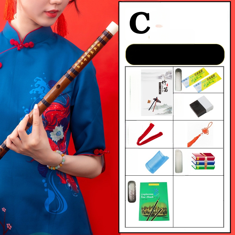 Flööt - antiikstiililine bambusflööt; ühe sektsiooni mudel; pakend flanellikast; päritolu Hunan Nanyue