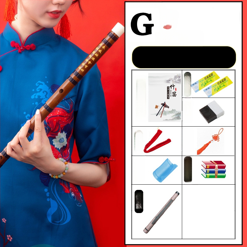 Flööt - antiikstiililine bambusflööt; ühe sektsiooni mudel; pakend flanellikast; päritolu Hunan Nanyue