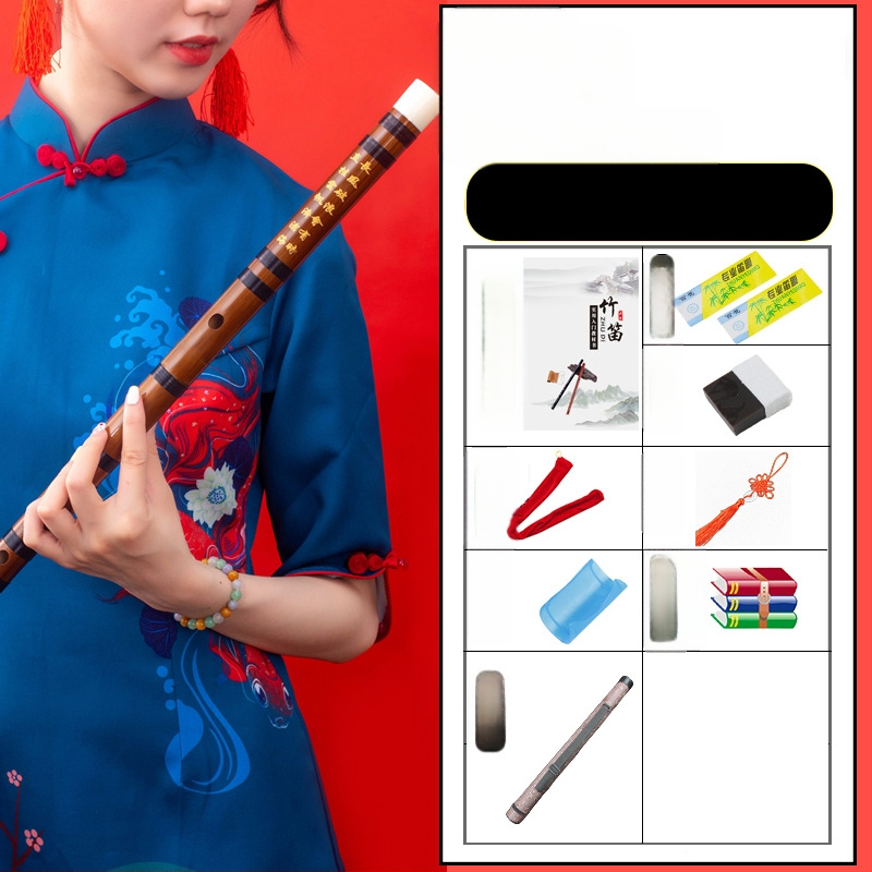 Flööt - antiikstiililine bambusflööt; ühe sektsiooni mudel; pakend flanellikast; päritolu Hunan Nanyue