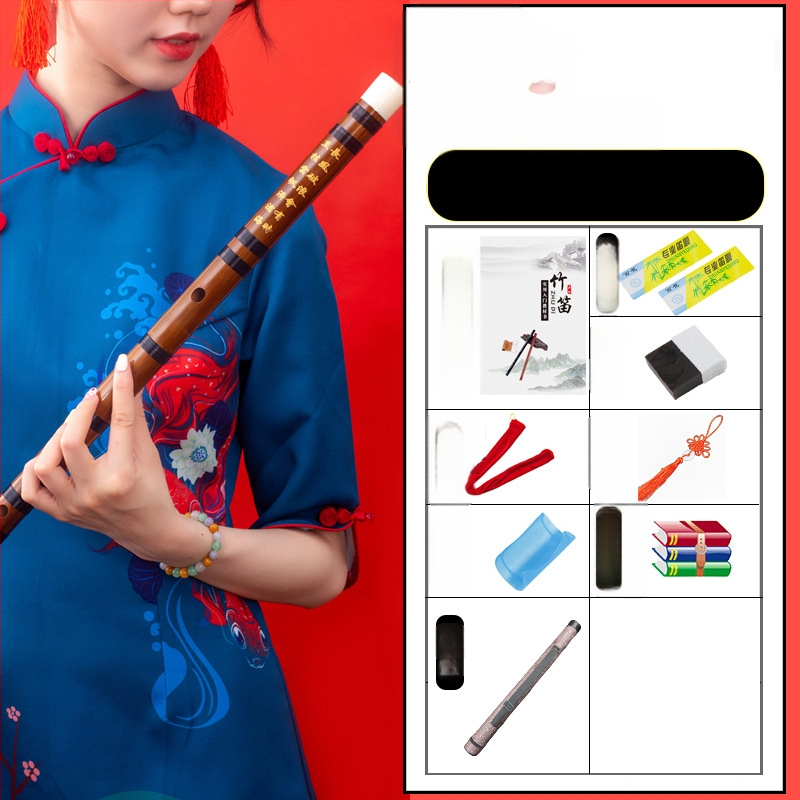 Flööt - antiikstiililine bambusflööt; ühe sektsiooni mudel; pakend flanellikast; päritolu Hunan Nanyue