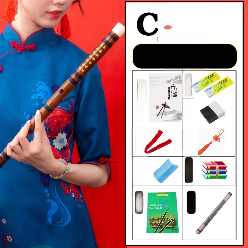 Flööt - antiikstiililine bambusflööt; ühe sektsiooni mudel; pakend flanellikast; päritolu Hunan Nanyue