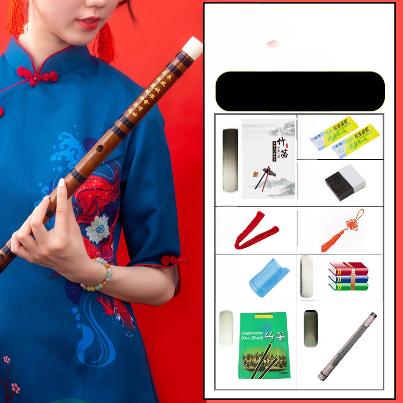 Flööt - antiikstiililine bambusflööt; ühe sektsiooni mudel; pakend flanellikast; päritolu Hunan Nanyue