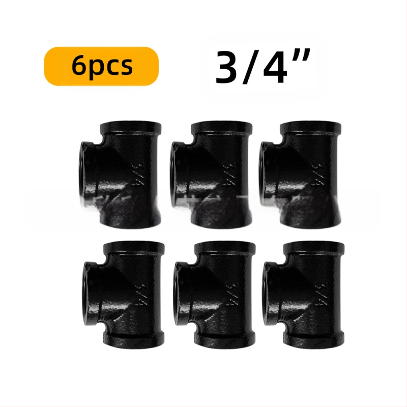 6 gab. cauruļu stiprinājumi plauktiem – dzelzs, ar vītni, retro rūpnieciskais stils, DIY mēbeļu dekors