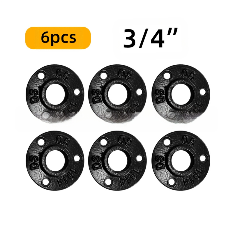 6 gab. cauruļu stiprinājumi plauktiem – dzelzs, ar vītni, retro rūpnieciskais stils, DIY mēbeļu dekors