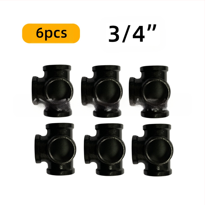 6 gab. cauruļu stiprinājumi plauktiem – dzelzs, ar vītni, retro rūpnieciskais stils, DIY mēbeļu dekors