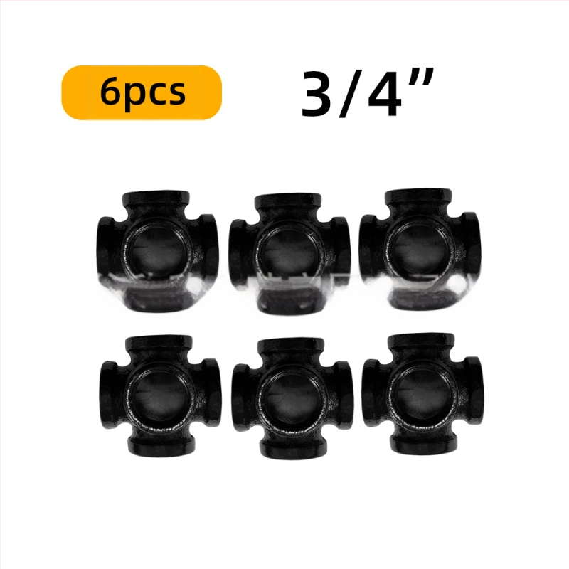 6 gab. cauruļu stiprinājumi plauktiem – dzelzs, ar vītni, retro rūpnieciskais stils, DIY mēbeļu dekors