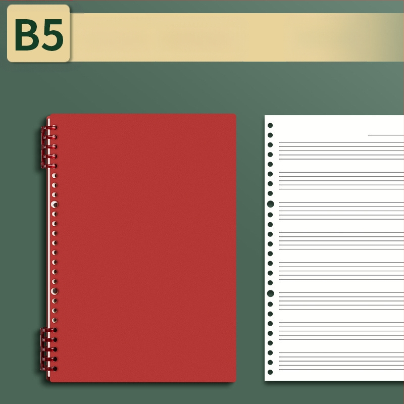 Sijin penkių linijų muzikos partitūrų knygelė su atsegamais lapais, modelis A5/B5, Lin Dao popierius, 60 lapų, 26 skylės