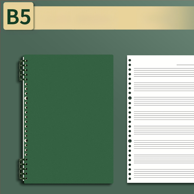 Sijin penkių linijų muzikos partitūrų knygelė su atsegamais lapais, modelis A5/B5, Lin Dao popierius, 60 lapų, 26 skylės