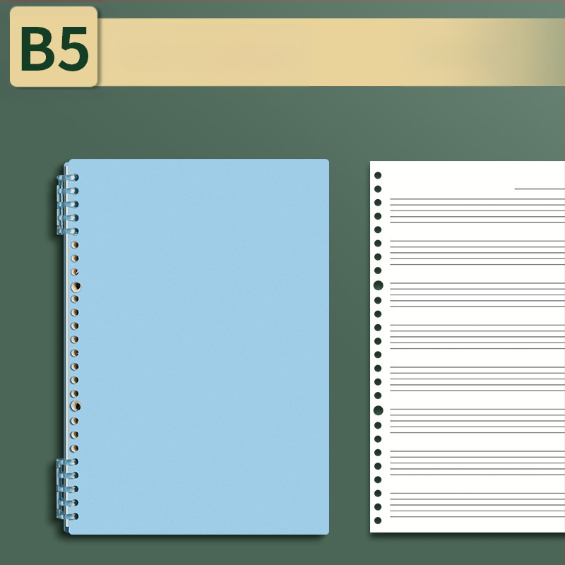 Sijin penkių linijų muzikos partitūrų knygelė su atsegamais lapais, modelis A5/B5, Lin Dao popierius, 60 lapų, 26 skylės