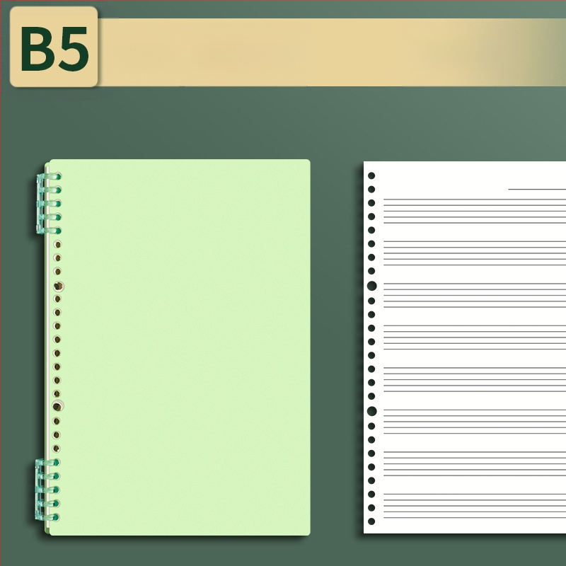 Sijin penkių linijų muzikos partitūrų knygelė su atsegamais lapais, modelis A5/B5, Lin Dao popierius, 60 lapų, 26 skylės