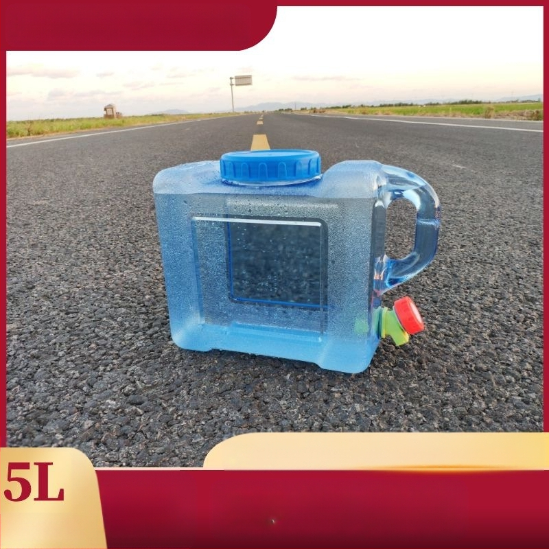 Kvadratinis vandens kibiras lauko kelionėms automobiliu, plastikinis, su čiaupu, plataus burnos atidarymu, vandens saugojimo talpa