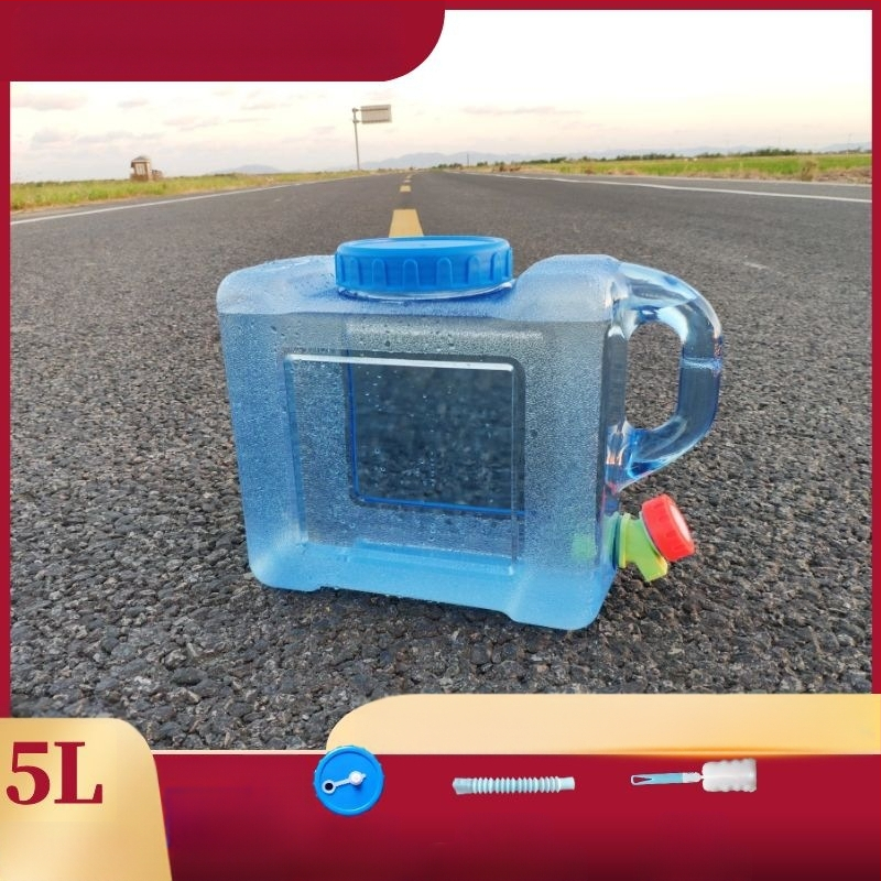 Kvadratinis vandens kibiras lauko kelionėms automobiliu, plastikinis, su čiaupu, plataus burnos atidarymu, vandens saugojimo talpa