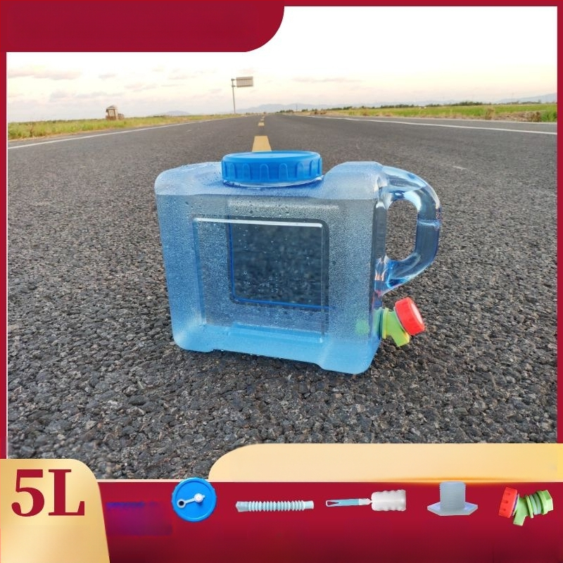 Kvadratinis vandens kibiras lauko kelionėms automobiliu, plastikinis, su čiaupu, plataus burnos atidarymu, vandens saugojimo talpa