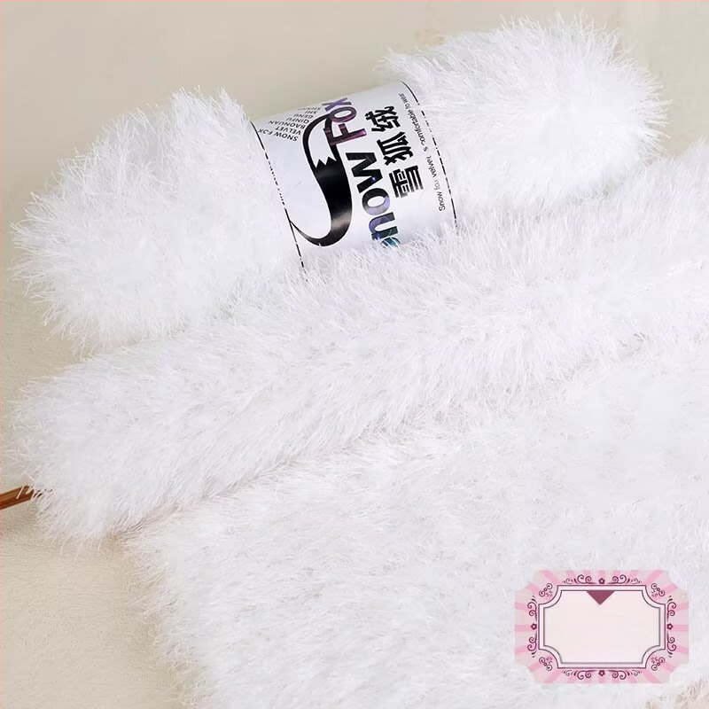 Šalikas Snow Fox velūro fleece, grupinės siūlų pynimo, mezgama, Yunzhen