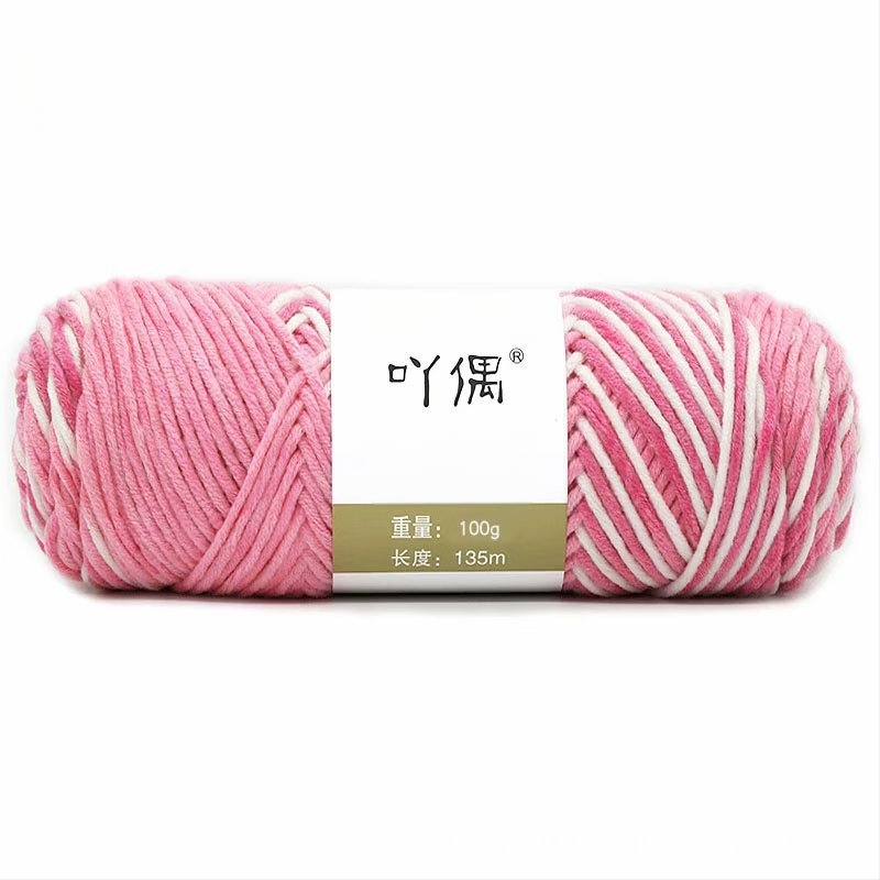 Fire de lână amestecată în skein cu gradient lapte-bumbac, inel de tors, pentru prosoape, tricotat, țesut și cusut