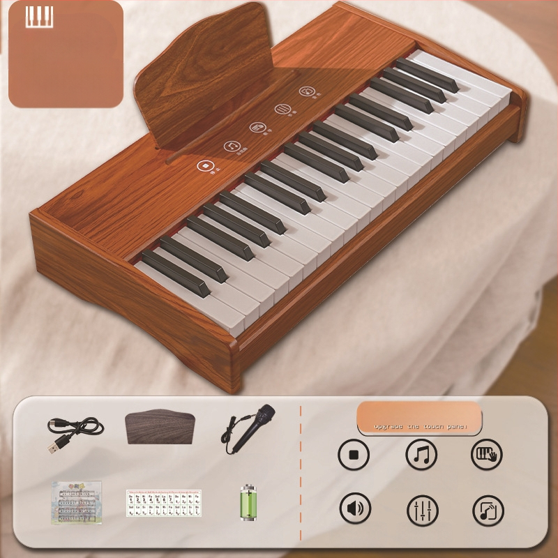 LECHEN преносимо дървено електронно клавирче за деца, модел 25 клавиша/37 клавиша