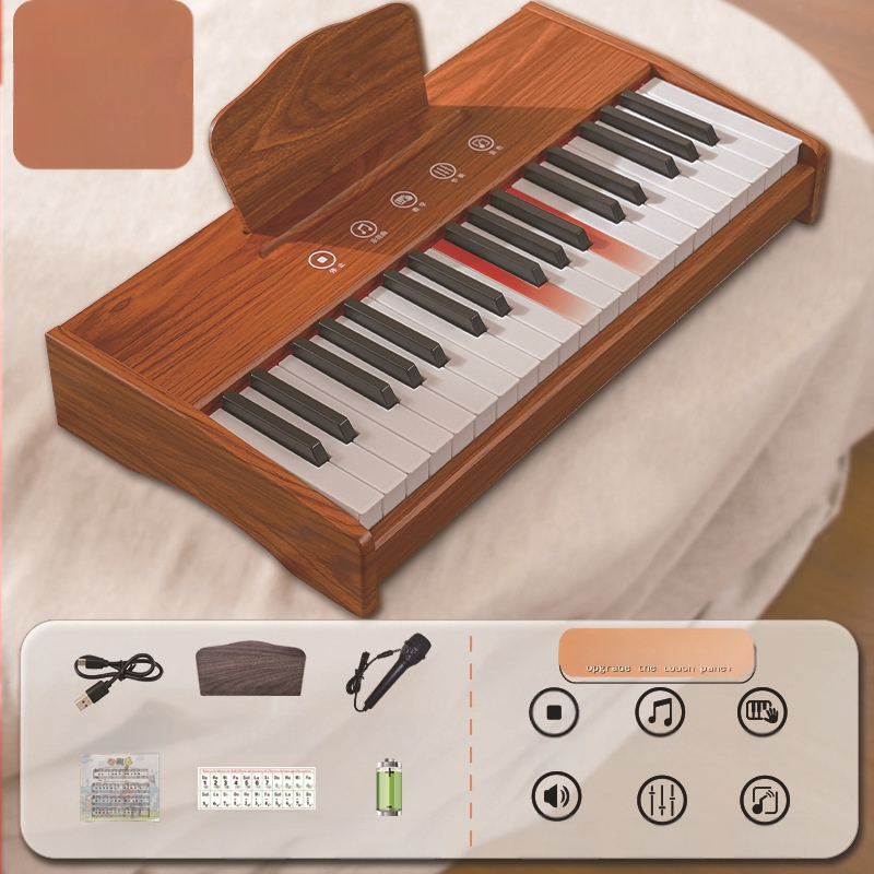 LECHEN преносимо дървено електронно клавирче за деца, модел 25 клавиша/37 клавиша