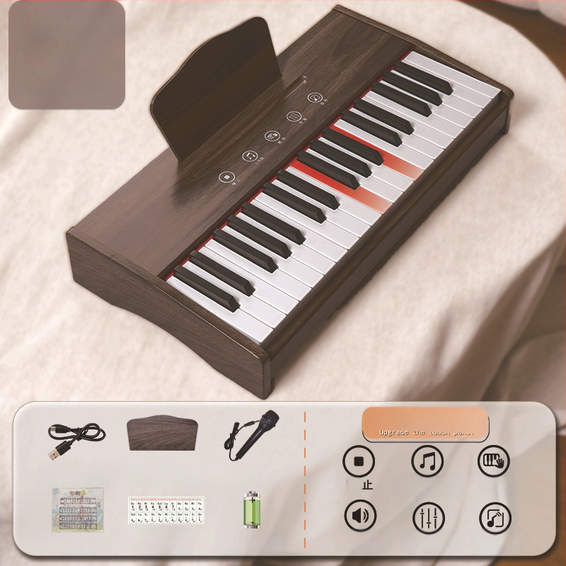 LECHEN преносимо дървено електронно клавирче за деца, модел 25 клавиша/37 клавиша