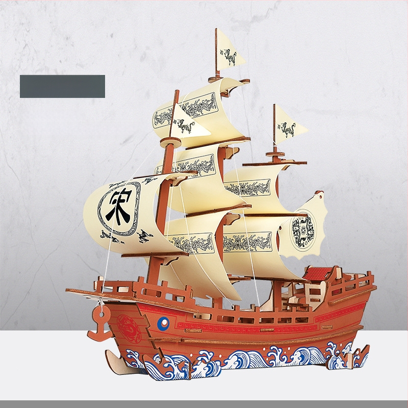 Nanhu Raudona Laivas – Medienos 3D Dėlionės Modelio Rinkinys, DIY, OEM Logotipo Pritaikymas