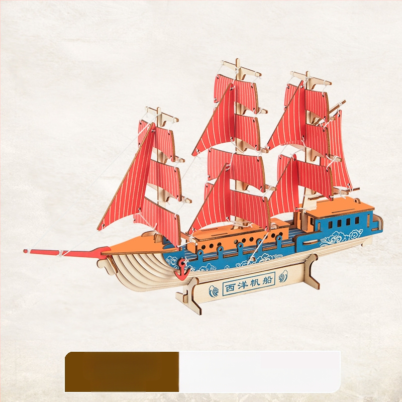 Nanhu Raudona Laivas – Medienos 3D Dėlionės Modelio Rinkinys, DIY, OEM Logotipo Pritaikymas