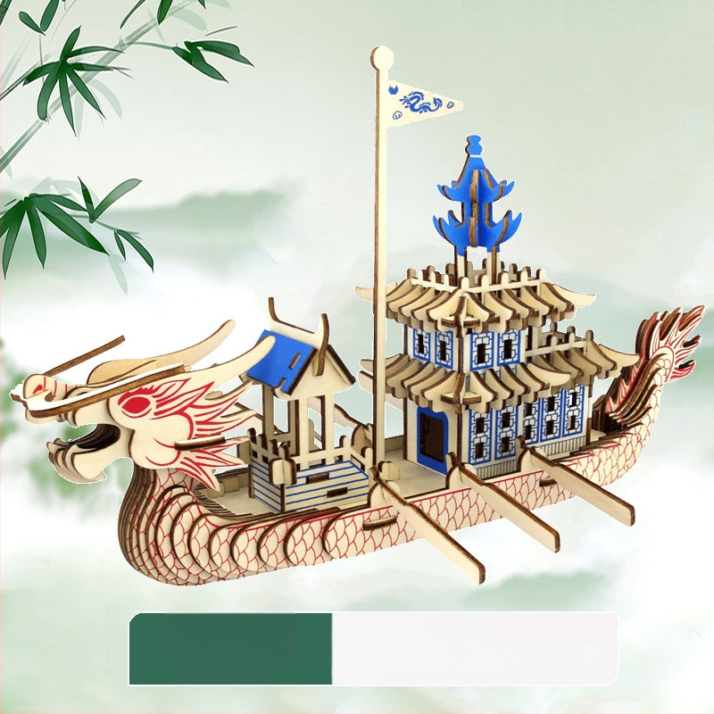 Nanhu Raudona Laivas – Medienos 3D Dėlionės Modelio Rinkinys, DIY, OEM Logotipo Pritaikymas