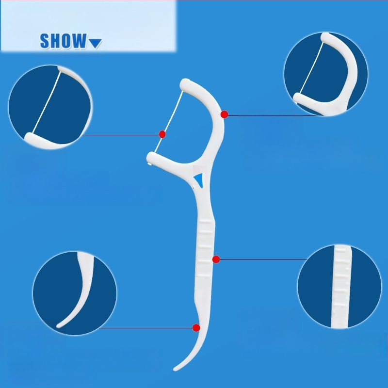 Zobu diegu nūjiņa – ultra plāna, lokveida forma, divkāršā gali, 30–50 gab., 80–100 maisiņi iepakojumā