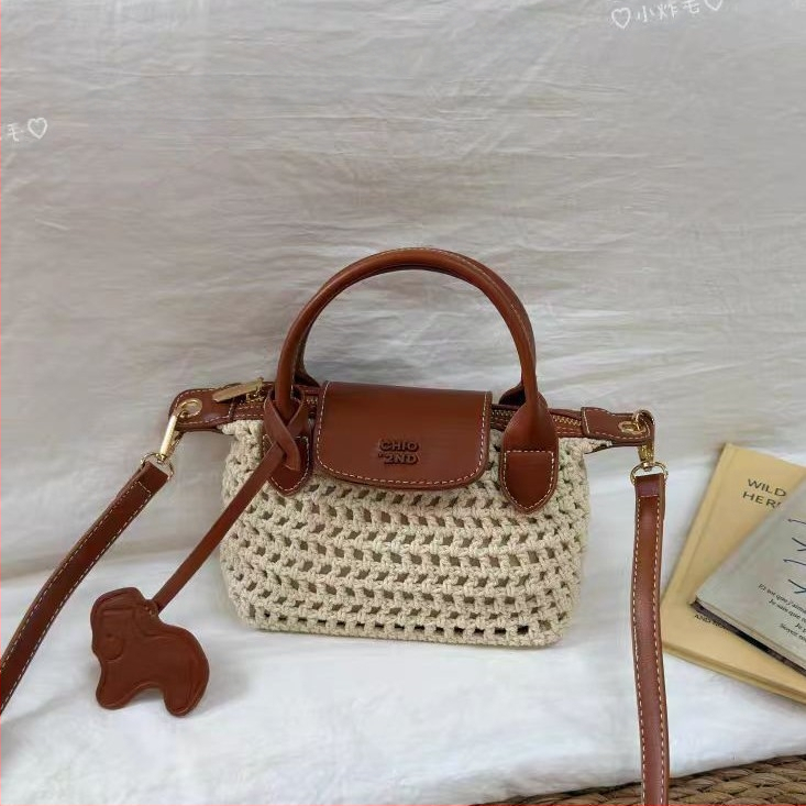 Medvilninė Tote rankinė moterims, užsegama užtrauktuku, vidinis kišenė su užtrauktuku ir telefono kišenė, Bao nanfeng, pavasaris 2024