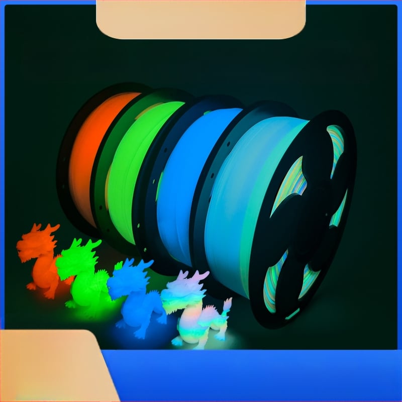 Светеща PLA нишка за 3D принтиране, диаметър 1,75 мм, кръгло сечение, марка Toksen 3D