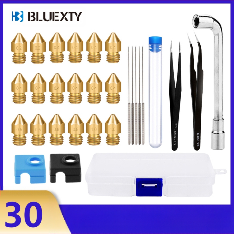 Σετ MK8 ακροφυσίων για 3D εκτυπωτές, 30 τεμάχια με DIY εργαλείο, συμβατό με CR-8, CR-10, Ender 3/3S/5/6