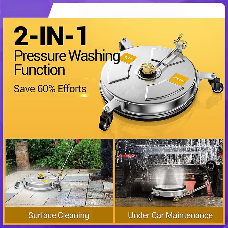 Aukšto slėgio ploviklis iš nerūdijančio plieno, dviejų funkcijų reguliuojamas šasijui ir grindims, varinė galvutė, nerūdijančio plieno rankena, 4000 psi, purškimo atstumas 10 m