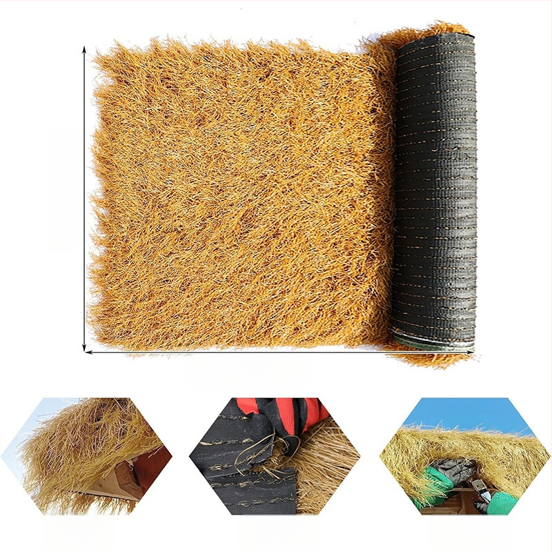 Mingrun Thatch serijos plastikinis paviljonas su šiaudiniu stogu paplūdimių vakarėliams, pritaikomas, supakuotas į PP plastiko maišą