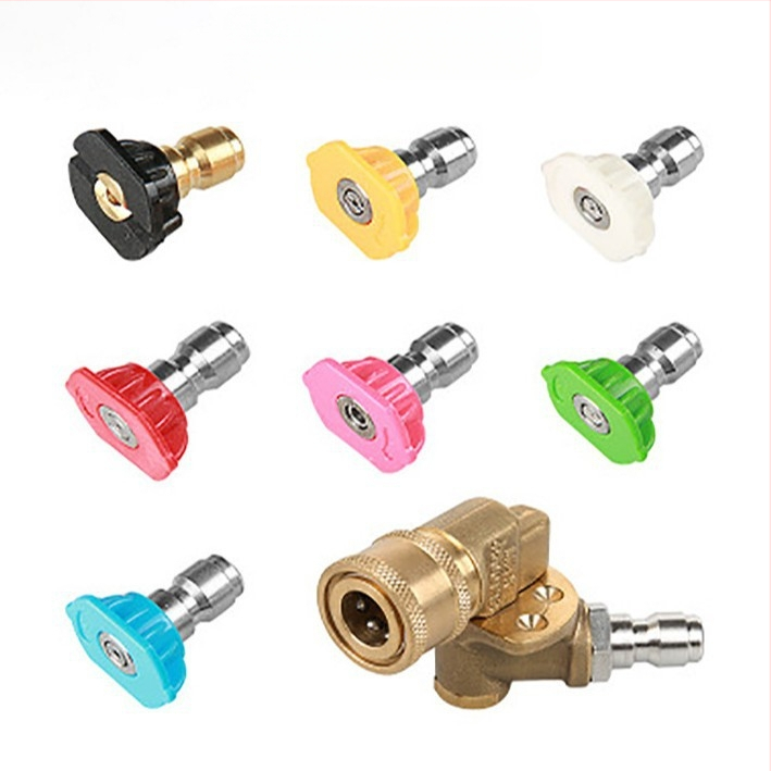 Aukšto slėgio vandens pistole su 7 pakopų reguliavimu ir 5 pakopų kampiniu adapteriu, gryna varis, 4500 psi