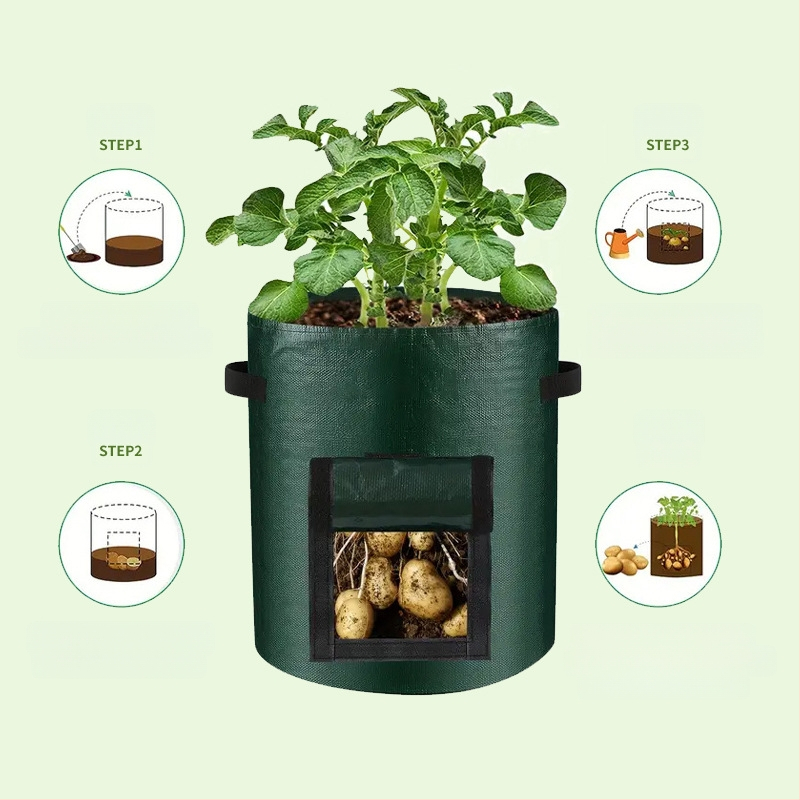 PE sodinimo maišelis, kvėpuojantis ekologiškas maišelis namų sodo darbams, žaliųjų projektų ir balkono daržovių auginimui, augimo maišelis