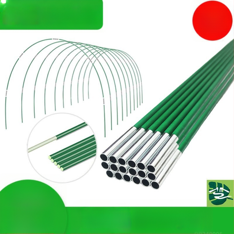 Rinkinys pluošto stiklo ir nerūdijančio plieno strypų sodo šiltnamio arkinei laikiklei (plastiku dengtos pluošto strypai)