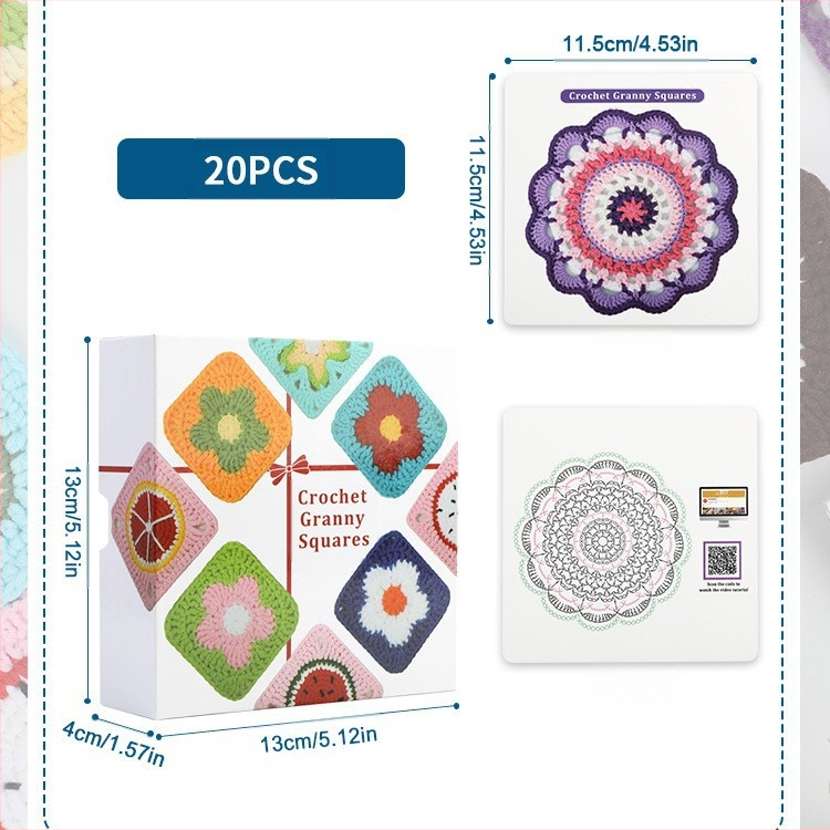 Klojimo rinkinys su iliustruotomis instrukcijomis 20 Granny plaid dalių – Zuo Man, šiuolaikinis stilius, 250 g, 100 vnt dėžutė