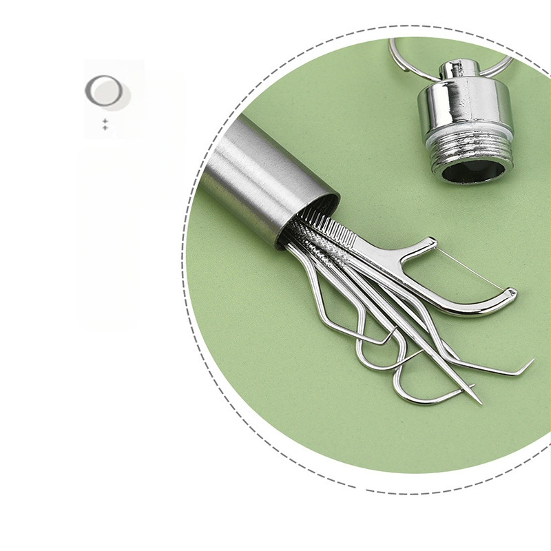 Koji 304 rozsdamentes acél fogpiszkáló készlet — hordozható tárolócső, antibakteriális ínyápolás, felnőtteknek