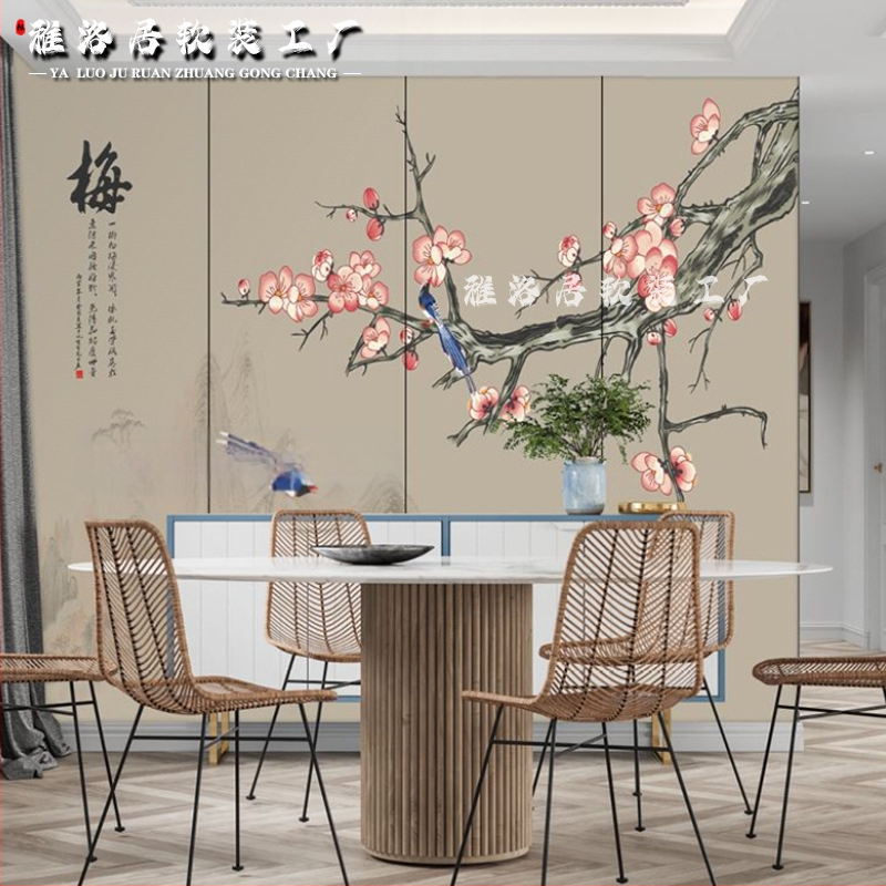 Sienų danga su siuvinėjimu, Naujasis kinų stilius, atsparus drėgmei, aukštos kokybės, iš Yaliju Soft Furnishings