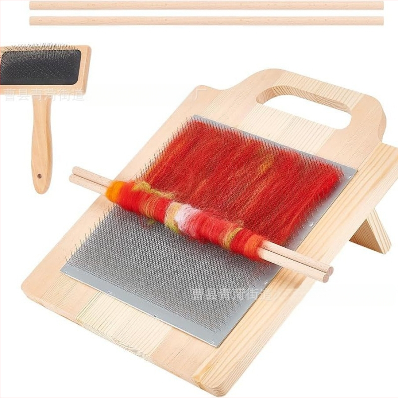 Nešiojamas medinės vilnos pluošto komplektas niansų maišymui, verpimui ir šukavimui – siuvimo mašinos priedai; kūrybingas minimalistinis stilius; galima pritaikyti.